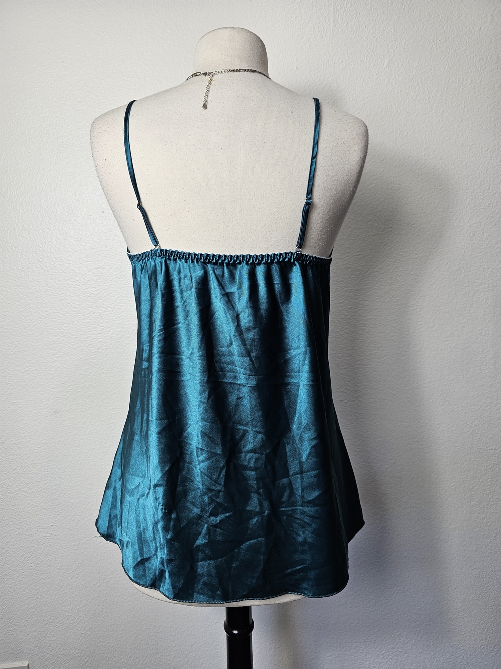 Satin Teal Lace-Trim Nightgown & Robe Set - Picture 4 of 8
